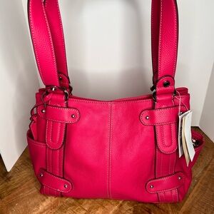 Elegant Pink Leather Tote Bag